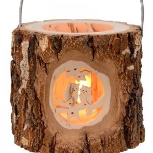 Waldfabrik, photophore en bois et étoile sapin de Noël Lanterne Photophore En Bois, Couple D'Hiboux