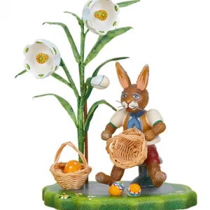 Hubrig, figurines pour enfant Lapin De Paques En Bois Avec Corbeille A Oeufs