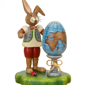 Hubrig, figurines pour enfant Lapin De Paques En Bois Ecolier Et Mappemonde