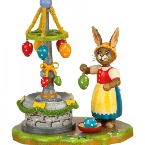 Hubrig, figurines pour enfant Lapin De Paques En Bois Et Fontaine A Oeufs De Paques