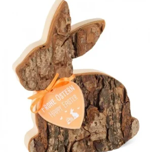 Waldfabrik, photophore en bois et étoile sapin de Noël Lapin En Bois Couche, 12,5 Cm