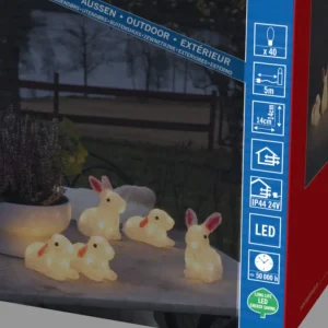 Konstsmide, guirlandes lumineuses de Noël Lapins Lumineux 14 Cm En Acrylique, 40 Diodes Blanc Chaud