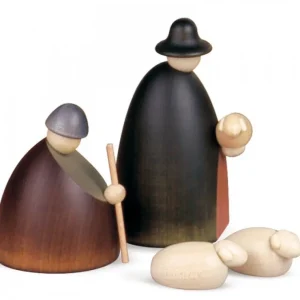 Köhler, Père Noël en bois Les Bergers, Les Moutons Et L'Agneau, 12 Cm