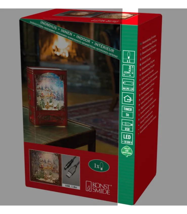 livre_de_nol_lanterne__neige_pre_nol_dans_un_traineau_4.webp Konstsmide, guirlandes lumineuses de Noël Livre De Noël Lanterne À Neige, Père Noël Dans Un Traineau