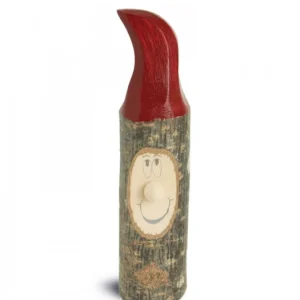 Waldfabrik, photophore en bois et étoile sapin de Noël Lutin En Bois Père Noël Avec Bonnet Rouge Peint, 10,5 Cm