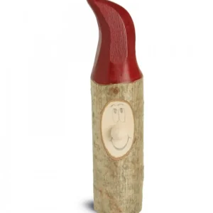 Waldfabrik, photophore en bois et étoile sapin de Noël Lutin En Bois Père Noël Avec Bonnet Rouge Peint, 13 Cm