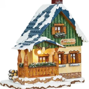 Hubrig, figurines pour enfant Maison Eclairee Pour Figurine De Noël Miniature Winterkinder, La Maison Forestiere
