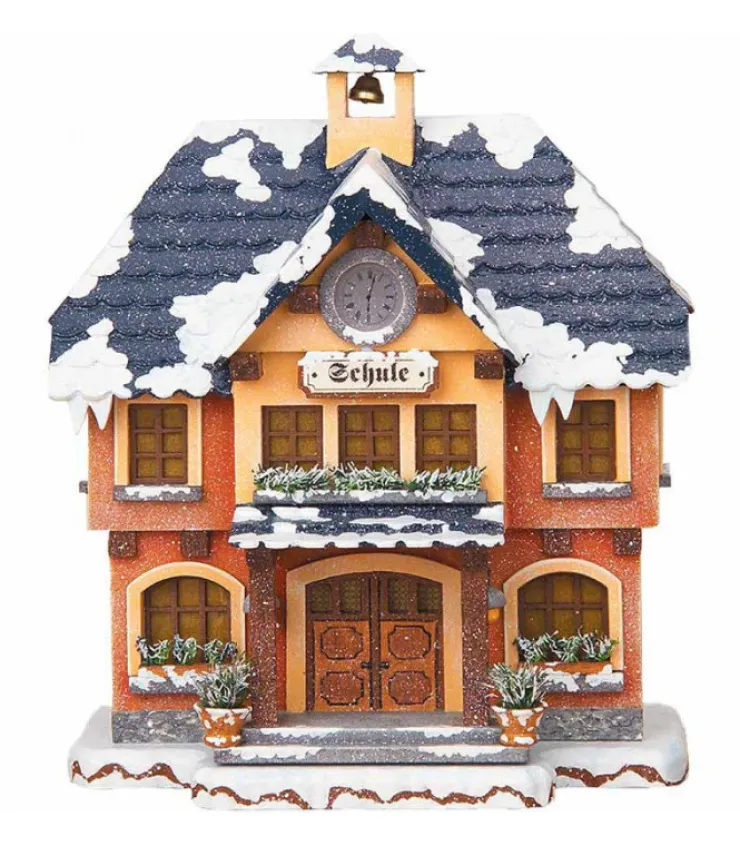 Hubrig, figurines pour enfant Maison Eclairee Pour Figurine De Noël Miniature Winterkinder, L'Ecole Du Village