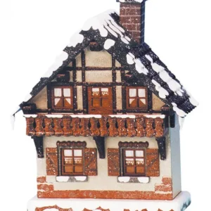 Hubrig, figurines pour enfant Maison Eclairee Pour Village De Noël Miniature Winterkinder, Maison Avec Balcon
