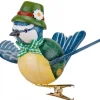 Hubrig, figurines pour enfant Oiseau Décoratif, Mesange Bleue Et Noeud Vert, 6 Cm