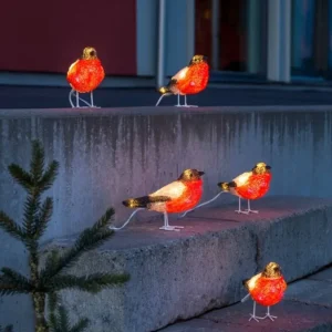 Konstsmide, guirlandes lumineuses de Noël Oiseaux Lumineux Led, 5 Rouge-Gorge