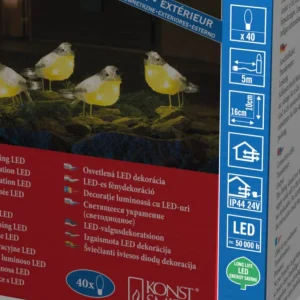 Konstsmide, guirlandes lumineuses de Noël Oiseaux Lumineux Led En Acrylique, 5 Chardonnerets