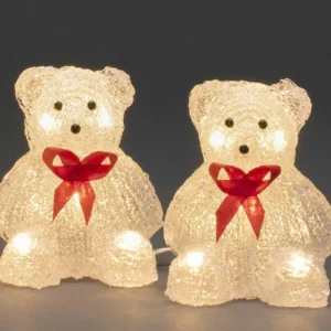 Konstsmide, guirlandes lumineuses de Noël Oursons Lumineux A Led En Acrylique Avec Ruban Rouge, 12 Cm