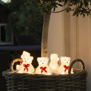 Konstsmide, guirlandes lumineuses de Noël Oursons Lumineux A Led En Acrylique Avec Ruban Rouge, 12 Cm