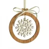 Waldfabrik, photophore en bois et étoile sapin de Noël Pendentif En Bois D'Olivier 7Cm, Motif Cristal De Neige N°1