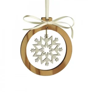 Waldfabrik, photophore en bois et étoile sapin de Noël Pendentif En Bois D'Olivier Motif Cristal De Neige N°3