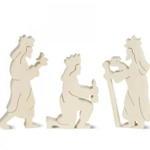 Waldfabrik, photophore en bois et étoile sapin de Noël Personnages De Crèche, Rois Mages Bois Naturel, 10 Cm