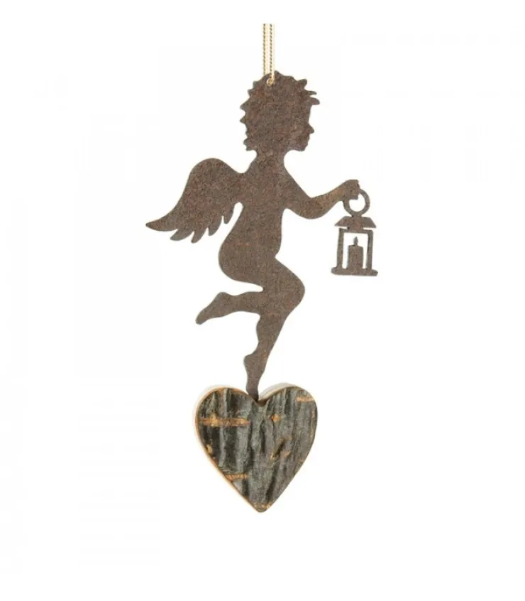 Waldfabrik, photophore en bois et étoile sapin de Noël Petit Ange En Metal A Suspendre Et Lanterne Dans La Main