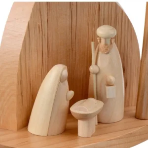 Schalling, crèche moderne Petite Crèche Moderne En Bois Avec Un Palmier Et La Nativite