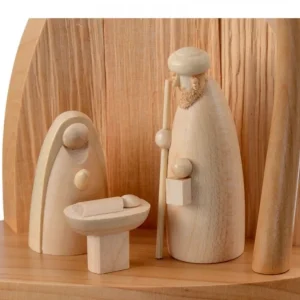 Schalling, crèche moderne Petite Crèche Moderne En Bois Avec Un Palmier Et La Nativite