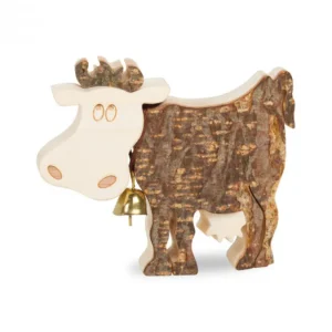 Waldfabrik, photophore en bois et étoile sapin de Noël Petite Vache En Bois, 6 Cm