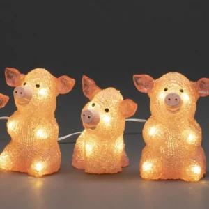Konstsmide, guirlandes lumineuses de Noël Petits Cochons Roses Lumineux En Acrylique Led 12,5 Cm, Lot De 5