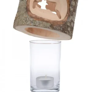 Waldfabrik, photophore en bois et étoile sapin de Noël Photophore En Bois Avec 2 Motifs En Bois Cisele, Renne