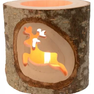 Waldfabrik, photophore en bois et étoile sapin de Noël Photophore En Bois Avec 2 Motifs En Bois Cisele, Renne