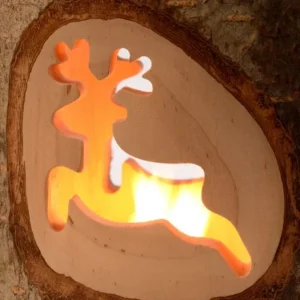 Waldfabrik, photophore en bois et étoile sapin de Noël Photophore En Bois Avec 2 Motifs En Bois Cisele, Renne