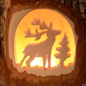 Waldfabrik, photophore en bois et étoile sapin de Noël Photophore En Bois Cisele, Cerf En Foret