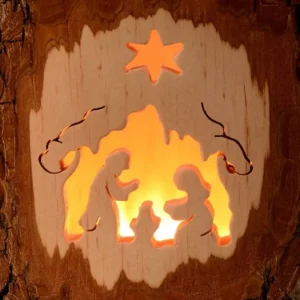 Waldfabrik, photophore en bois et étoile sapin de Noël Photophore En Bois Cisele, Crèche De Noël Et Etoile