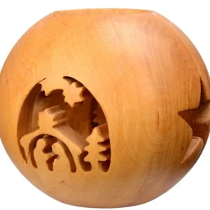 Waldfabrik, photophore en bois et étoile sapin de Noël Photophore En Bois, Forme Spherique, Motif Crèche