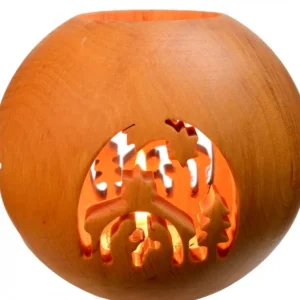 Waldfabrik, photophore en bois et étoile sapin de Noël Photophore En Bois, Forme Spherique, Motif Crèche