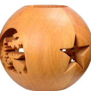 Waldfabrik, photophore en bois et étoile sapin de Noël Photophore En Bois Forme Spherique, Motif, Motif Elan
