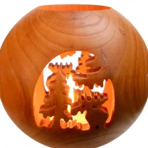 Waldfabrik, photophore en bois et étoile sapin de Noël Photophore En Bois Forme Spherique, Motif, Motif Elan