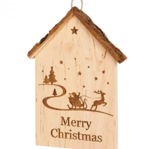 Waldfabrik, photophore en bois et étoile sapin de Noël Plaque De Porte En Bois A Suspendre "Merry Christmas"