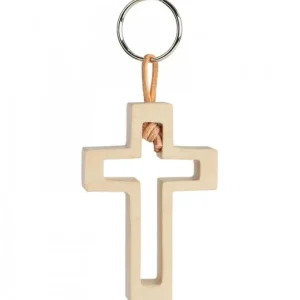 Waldfabrik, photophore en bois et étoile sapin de Noël Porte-Clef En Bois Avec Croix Découpee, 5 Cm