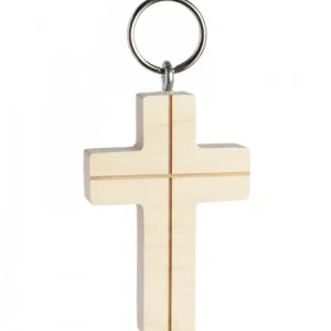 Waldfabrik, photophore en bois et étoile sapin de Noël Porte-Clés Croix En Bois Avec Croix, 5 Cm
