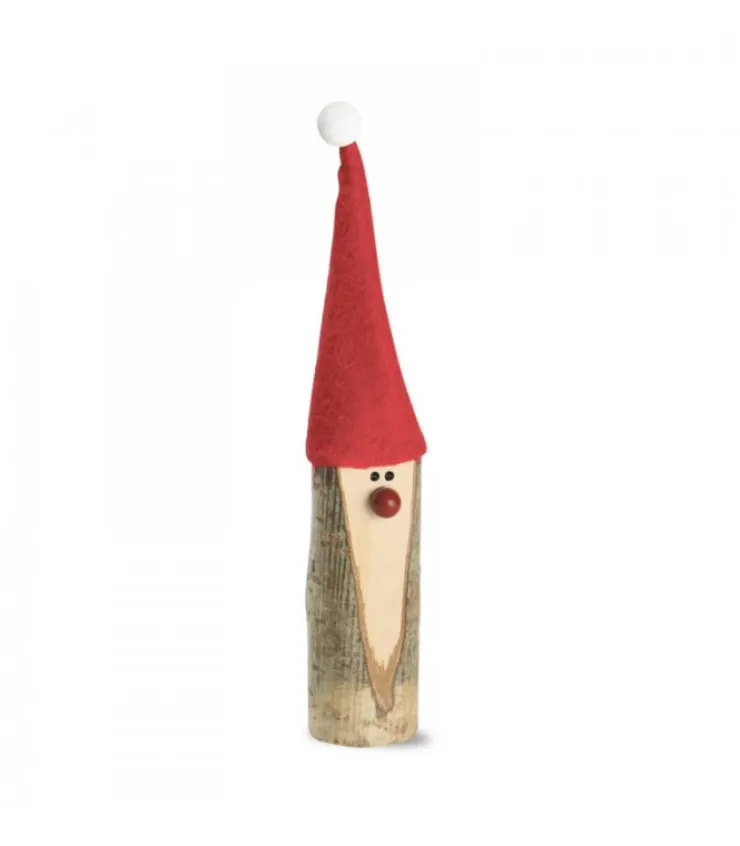 Waldfabrik, photophore en bois et étoile sapin de Noël Père Noël En Bois Avec Nez Rouge Et Bonnet En Feutre, 15 Cm