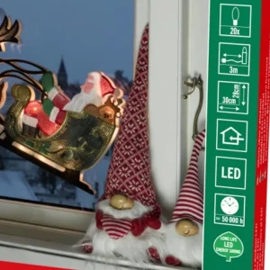 Konstsmide, guirlandes lumineuses de Noël Père Noël Lumineux Avec Rennes Et Traineau