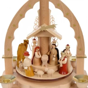 Richard Glasser, Pyramides de Noël allemandes Pyramide A 4 Bougies En Bois Pour Un Noël Traditionnel