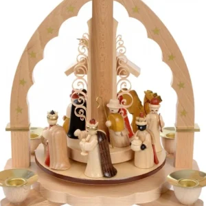 Richard Glasser, Pyramides de Noël allemandes Pyramide A 4 Bougies En Bois Pour Un Noël Traditionnel