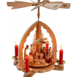 Richard Glasser, Pyramides de Noël allemandes Pyramide A 4 Bougies En Bois Pour Un Noël Traditionnel