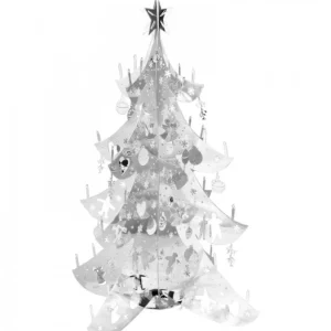 Pluto Produkter, déco de Noël Scandinave Sapin De Noël Design, Metal Argente, 19 Cm
