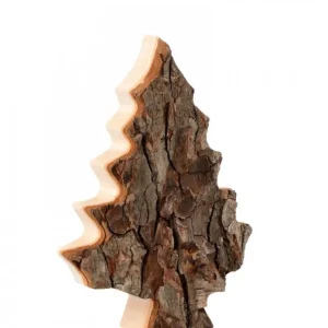 Waldfabrik, photophore en bois et étoile sapin de Noël Sapin En Bois Déco En Ecorce 15 Cm