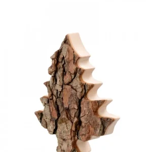 Waldfabrik, photophore en bois et étoile sapin de Noël Sapin En Bois Déco En Ecorce 12 Cm