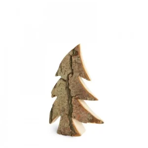 Waldfabrik, photophore en bois et étoile sapin de Noël Sapin En Bois, Forme Penchee, 12 Cm