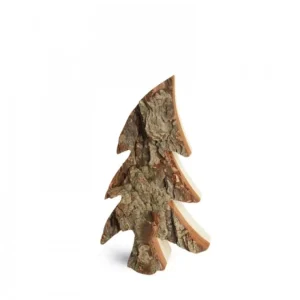 Waldfabrik, photophore en bois et étoile sapin de Noël Sapin En Bois, Forme Penchee, 15 Cm