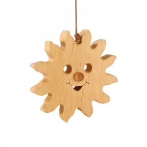 Waldfabrik, photophore en bois et étoile sapin de Noël Soleil A Suspendre En Bois De Chene 12 Cm