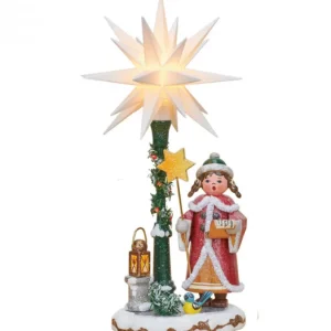 Hubrig, figurines pour enfant Village De Noël Miniature, Fillette Chantant Sous Etoile De Noël